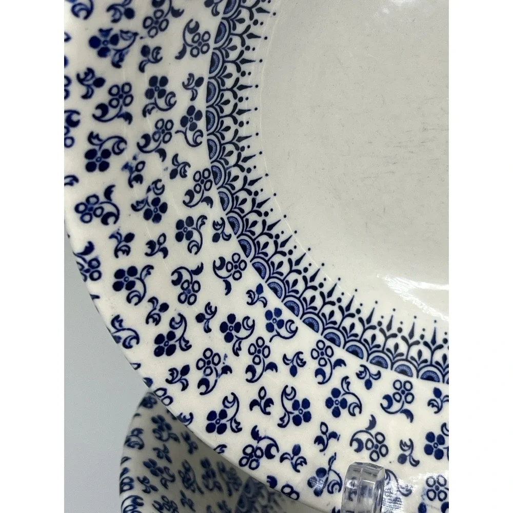 4x English Ironstone Provence Blue Coupe‎ Cereal Bowl Floral Chintz Cottagecore